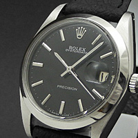 ロレックス オイスターデイト Ref.6694 ブラックダイアル シルバーハンド OH済み アンティークウオッチ