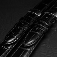腕時計用 革ベルト 18mm Dバックル仕様 ブラック 2本セット